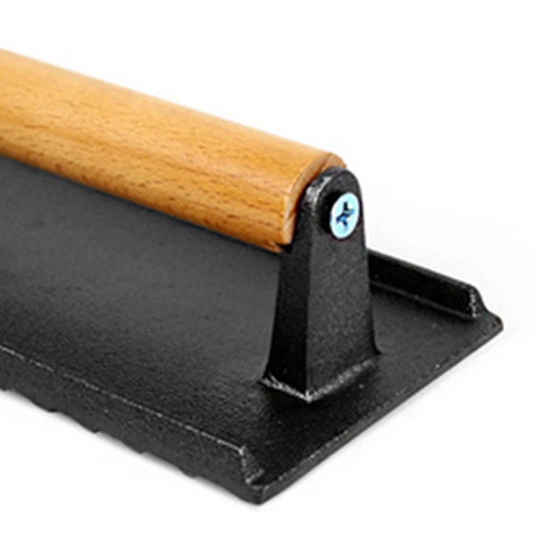

Rectangle BBQ Tool Cast Iron Wooden Handle Steak Plate Meat Press Grill Fried Meat Fried Steak Barbecue Pressure Plate