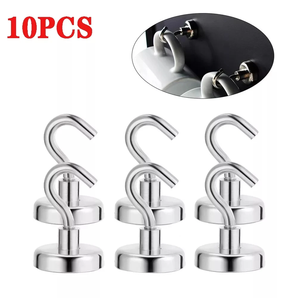 

10pcs Powerful Magnetic Hooks Heavy Duty Large 10mm 16mm Home Office Garage Gadgets Wall Hanging Strong Magnet Hook Hanger