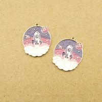 10pcsbag rocket launch space design enamel charms pendants earrings keychain making charms jewelry diy accessories yz601