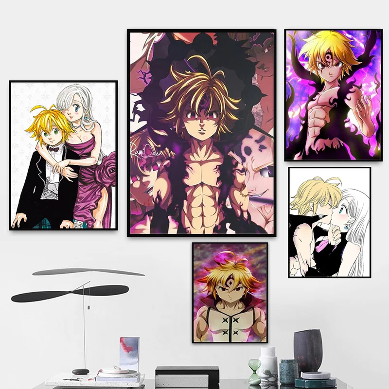

HD Cartoon Seven Deadly Sins Oil Painting Posters and Prints on Canvas Cuadros for Living Room Art Wall Art Without Frame