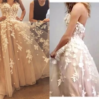 bride clothes darling princess wedding clothing floral lace applique champagne bridal dress vestido de novia