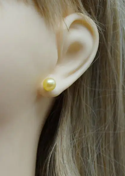 

New Arrival Unique Design AA Natural Pearl Earring Yellow Real Freshwater Pearls Silver Stud Earring Wedding Party Lady Gift