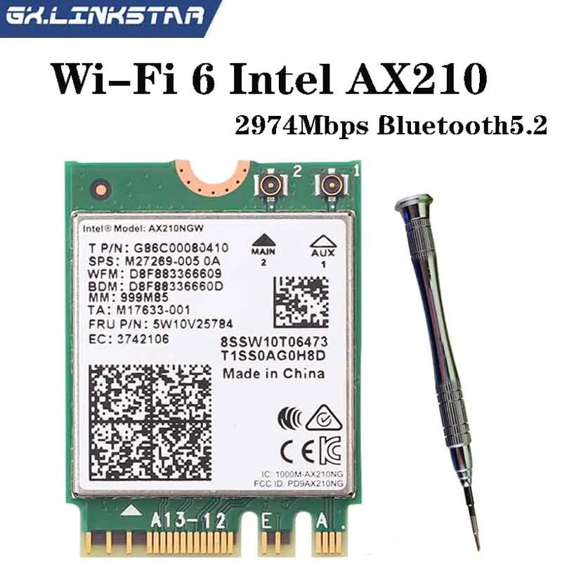 

Беспроводная Двухдиапазонная Wi-Fi карта 6E AX210 M.2 NGFF 2400 Мбит/с для Intel AX210NGW 2,4 ГГц/5G 802.11ax Bluetooth 5,2 Wi-Fi сетевая карта