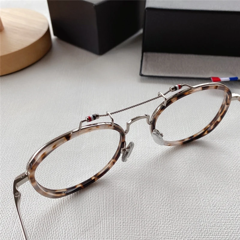 

New York Thom Brand Pilot Glasses Frame Men Women Optical Prescription Eyewear Classic Double Beam Retro Round Eyeglasses TBS815