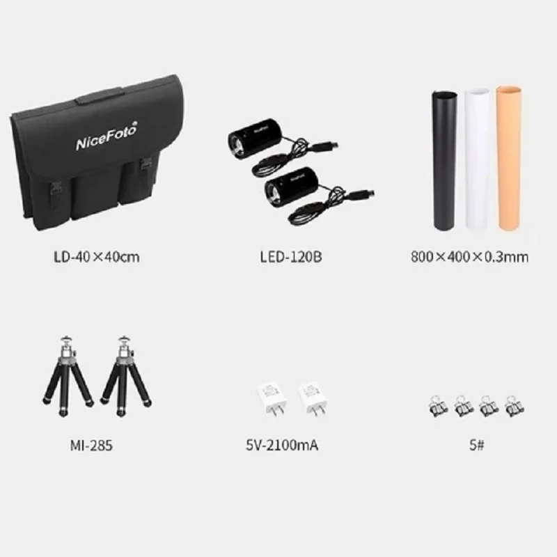 Портативный световой короб NiceFoto LD-40 × 40 см 120 ° монолитный блок светодисветильник