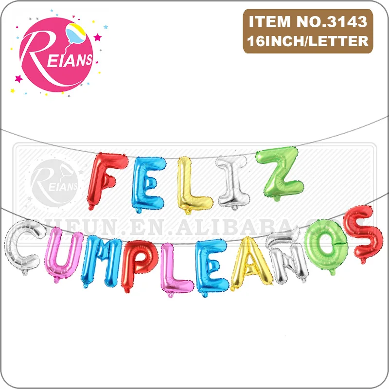 

16inch Spanish baby shower happy birthday letter alphabet Inflatable Globos Hang Foil balloons Air balloons Decoration Supplies