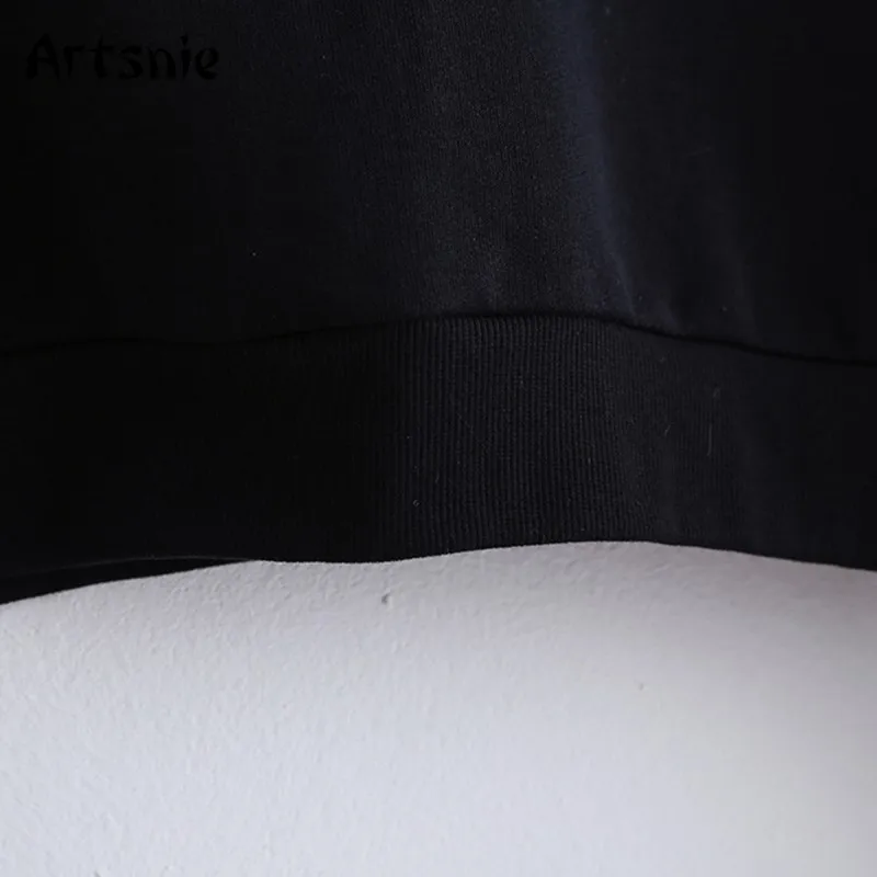 

Artsnie ruffles peter pan collar women's sweatshirt autumn long sleeve oversized hoodie vintage black casual sweatshirts female