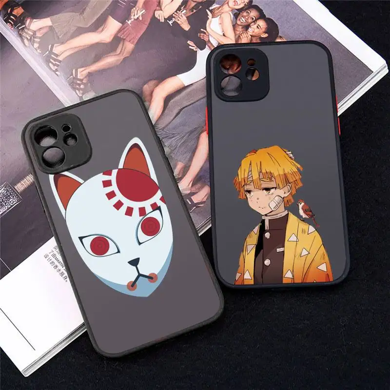

Demon Slayer Kimetsu No Yaiba Phone Case Matte Transparent for iPhone 7 8 11 12 s mini pro X XS XR MAX Plus cover funda