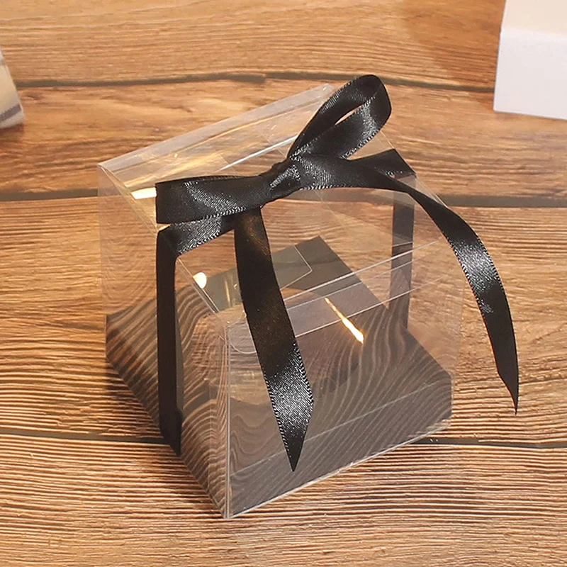 12pcs Transparent Cake Box Flower Gift Birthday Party Anniversary Dessert Storage Boxes Pvc Packaging 9x9x9cm | Дом и сад