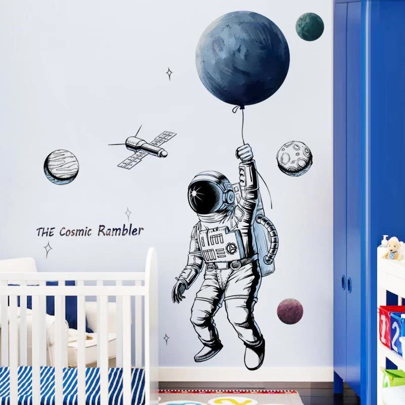 

Space Theme Astronaut Wall Sticker Dormitory Living Room Wall Decor Self-adhesive Bedroom 3d Kids Room Decoration Home Decor