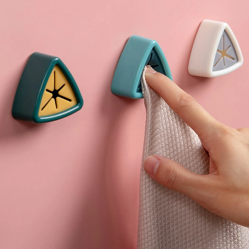 

T5EF 5 Pcs Wash Cloth Clip Towel Plug Holder Punch Free Self-adhesive Hook Wall Mount Bathroom Towel Organizer