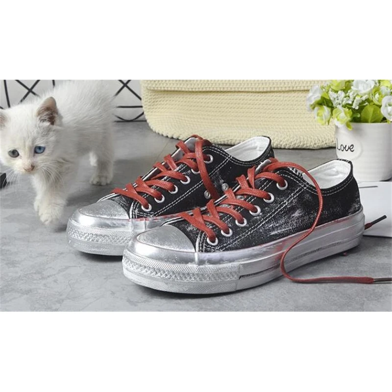 Туфли женские в Корейском стиле плоская подошва со стразами Ретро стиль грязные