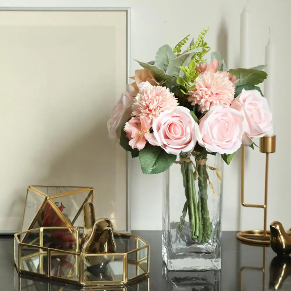 1 букет искусственных роз Шелковый цветок DIY Сад вечерние свадебные бонсай