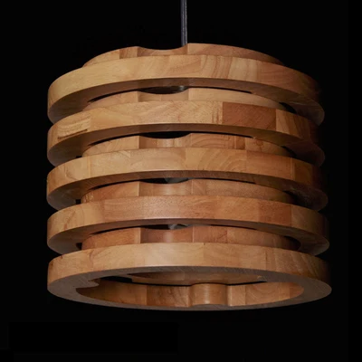 

26cm Round multi layer carving Northern Europe Wooden Lamp Vintage Restaurant Cafe Solid Wood Pendant Lights With Blub for Free