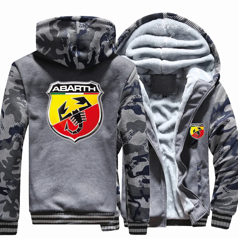 

Winter ABARTH Logo Mens Fleece Hoodies Casual Sweatshirts Hoody Zipper Jackets Sportswear Thicken Warm Outwear Sweatshirts
