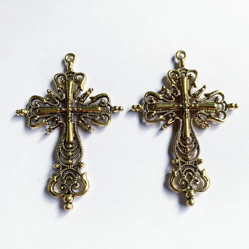 

12pcs/lot Large Gothic Cross Charms Pendants Faith Accessories, Tibetan Silver Gold Tone For Diy Handmade Jewelry Makeing Craft