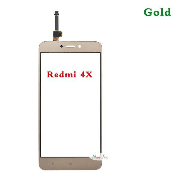 AAA высокое качество 5,0 ''для Xiaomi Redmi 4/4 Pro/4A/4X сенсорный экран дигитайзер сенсор внешняя Передняя стеклянная панель объектива - Цвет: For Redmi 4X Gold
