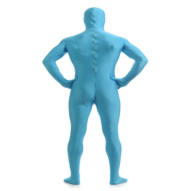 Облегающий костюм Zentai с открытым лицом из спандекса светло-голубой |