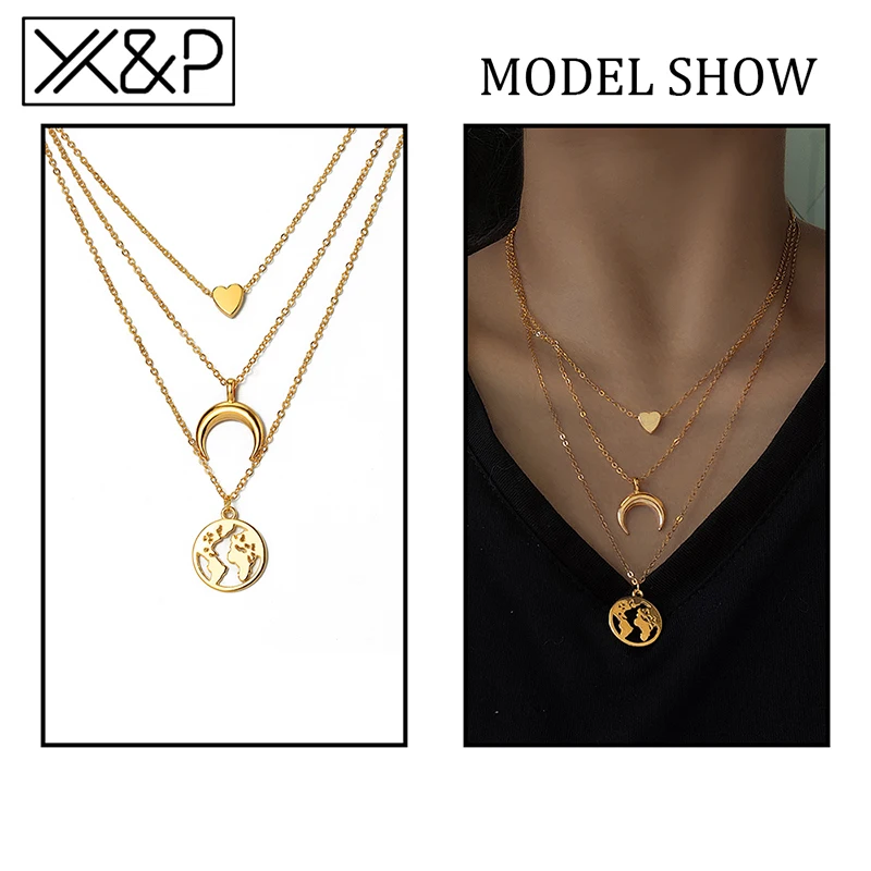 Женское винтажное ожерелье с подвеской X &amp P многослойное кристаллами бусины