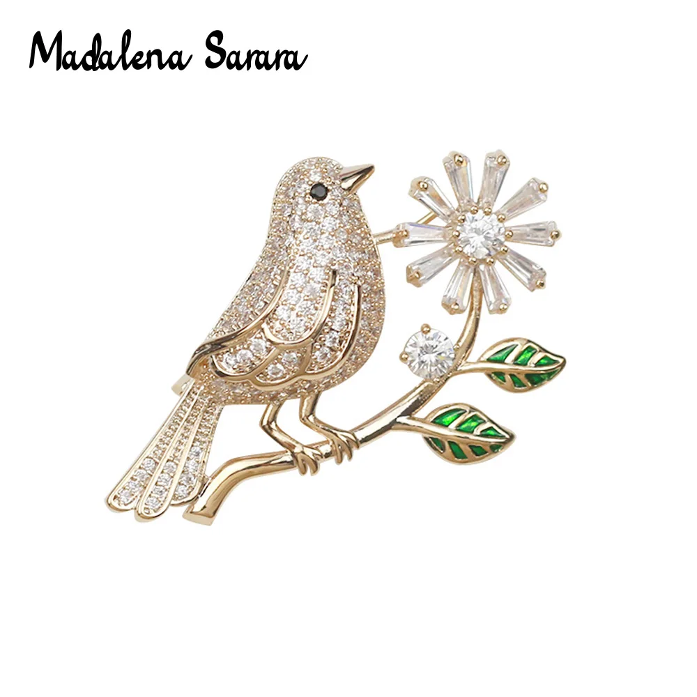 MADALENA SARARA AAAA Цирконий и кристалл инкрустированная жемчугом брошь гол покрытая