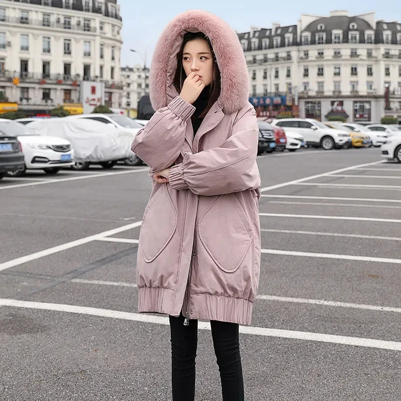 High-end White Duck Down Coats Women Long Hooded Winter Jackets Woman New Plus Size Loose Down Coats Parka Thicken Warm Overcoat