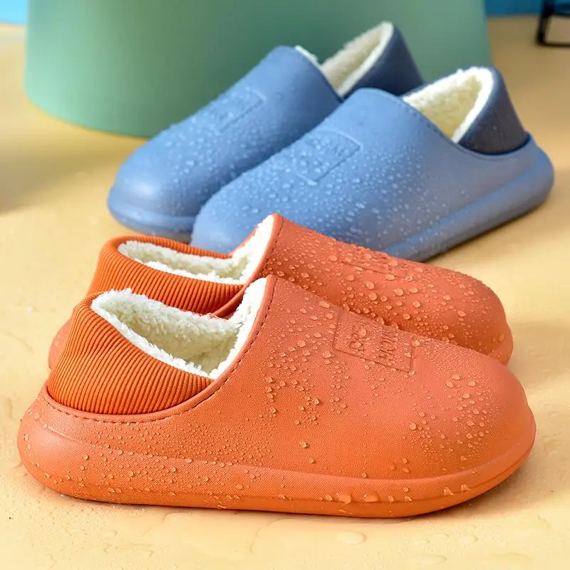 

Cotton slippers women's waterproof autumn winter platform home men's couples indoor outdoor wear plush warm cotton shoes