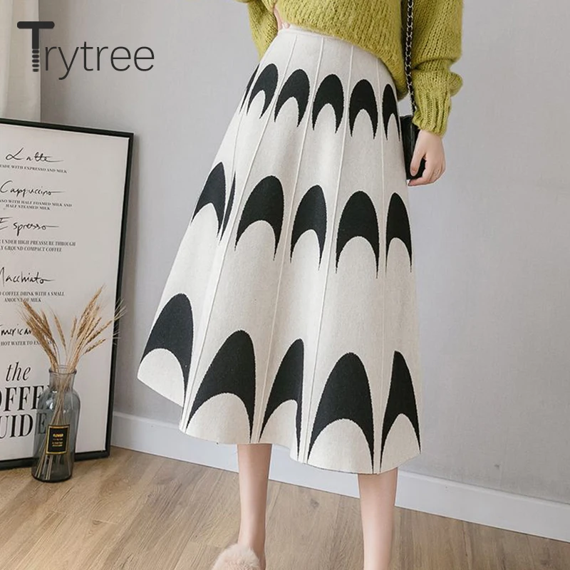 Осенне-зимняя женская повседневная юбка Trytree 2020 трикотажные юбки с