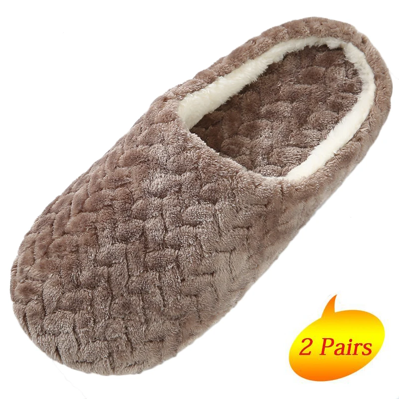 Теплая Домашняя обувь 2 пары женские зимние домашние тапочки меховые шлепанцы
