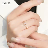 BAIHE Solid 14K Yellow Gold HSI 026ct Natural Diamonds ring For Women Wedding Fine Jewelry beautiful Crown ring