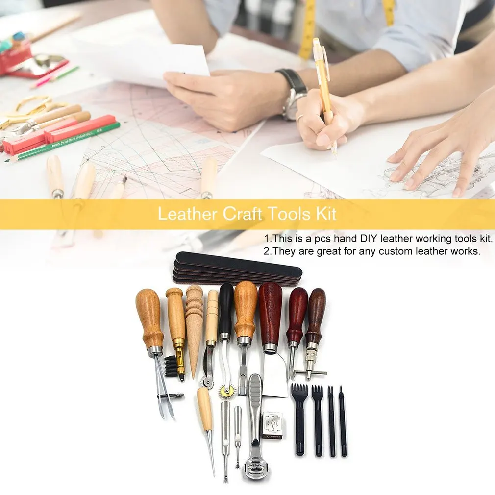 Набор инструментов для кожевенного ремесла набор из 18 предметов шитья и резьбы