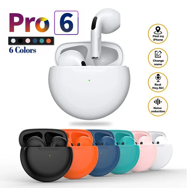 

Original Air Pro 6 Round Gaming Bluetooth Earphones V5.0 Stereo Wireless Headphones Sport Music Earbuds With Mic For SmartPhones