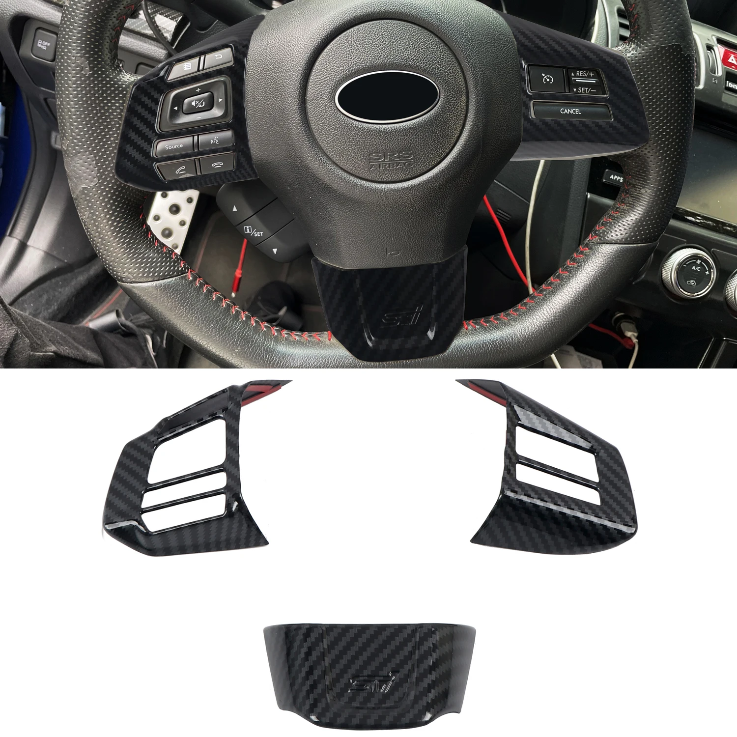 

For Subaru WRX / WRX STI 2016-2019 Interior Accessories ABS Carbon Fiber Steering Wheel Button Decoration Cover Car Styling