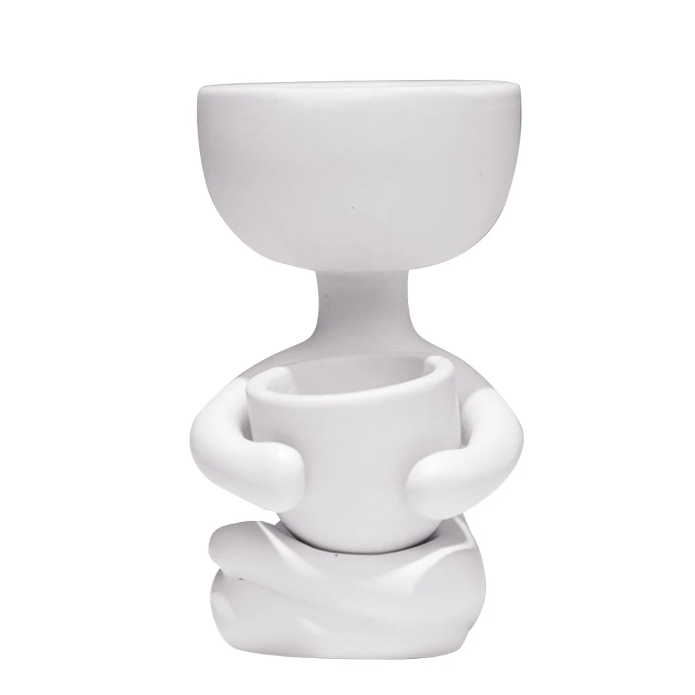 Забавный керамический цветочный горшок имитации человека маленький плантатор