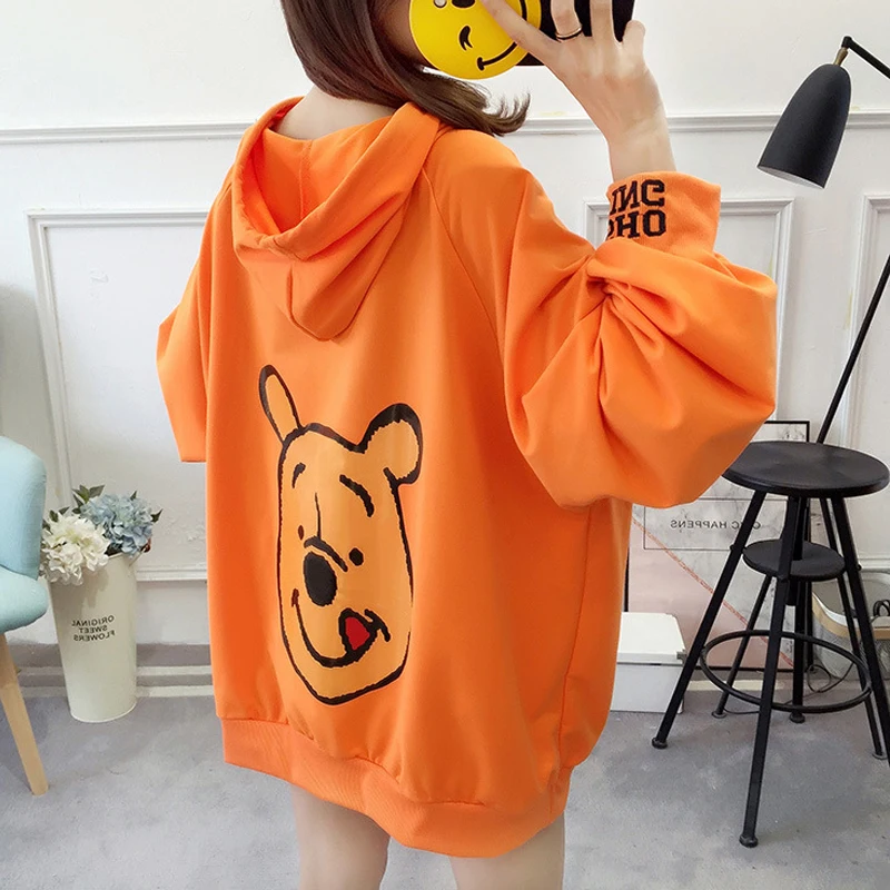 Женский бархатный пуловер с принтом Свободный Повседневный свитшот мультяшным