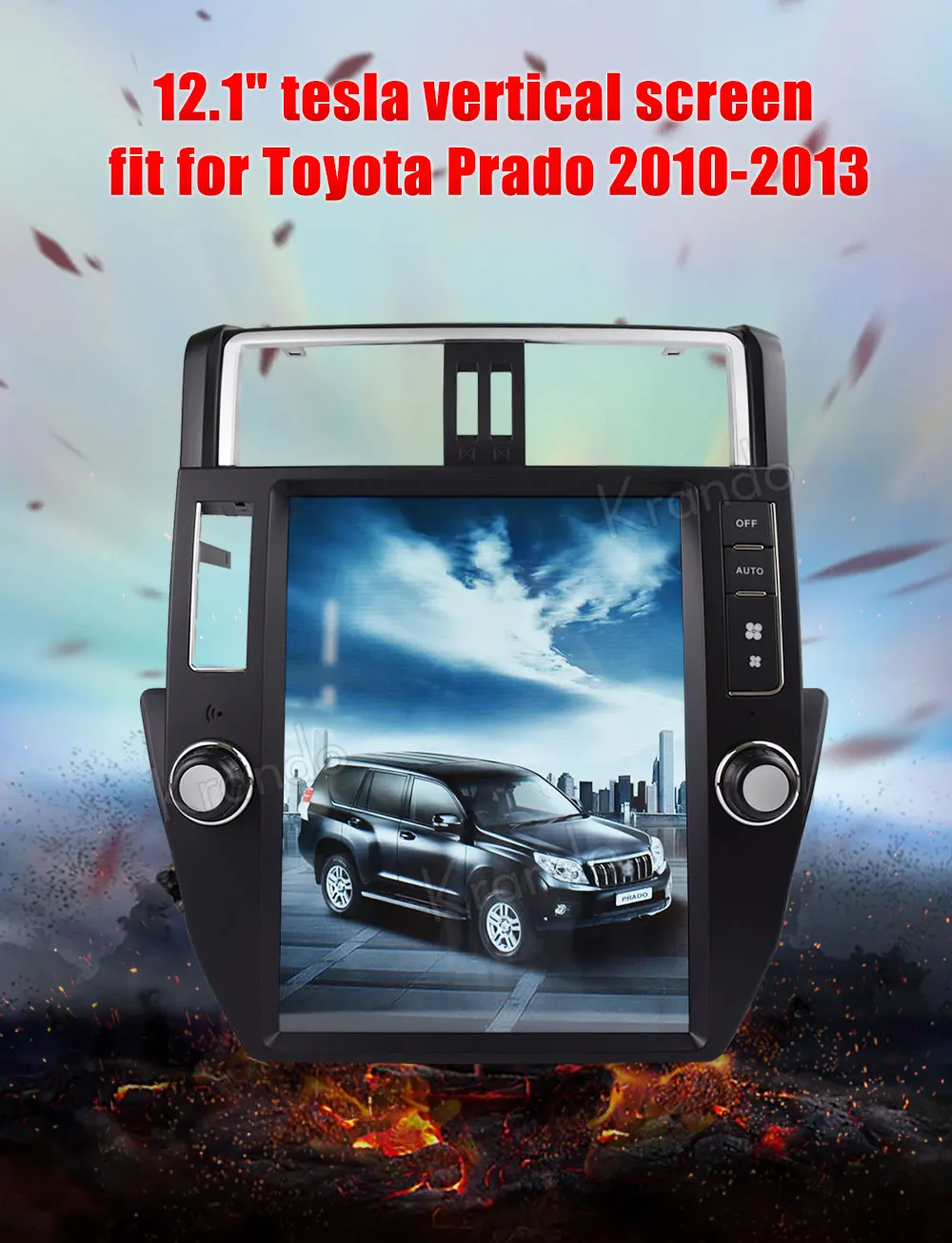 Krando Android 7,1 12," Тесла большой экран Автомобильный Радио плеер для Toyota Prado 2010-2013 gps навигация Мультимедиа с bluetooth