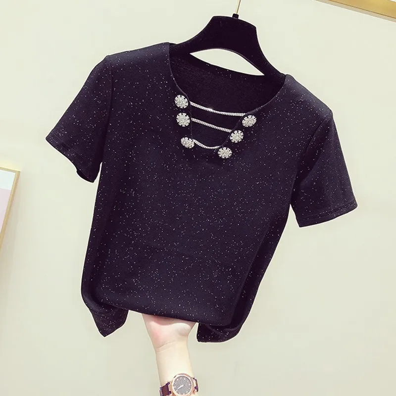 

T shirt Shirt Women Short Sleeve Neck Tee Loose T-Shirt Plus Size one