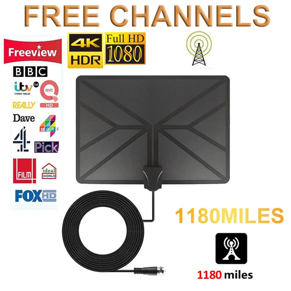 ТВ приемник кабель высокого качества 1080P DVB-T ТВ HD ТВ антенна цифровая VHF UHF 50 км 5dBi антенна