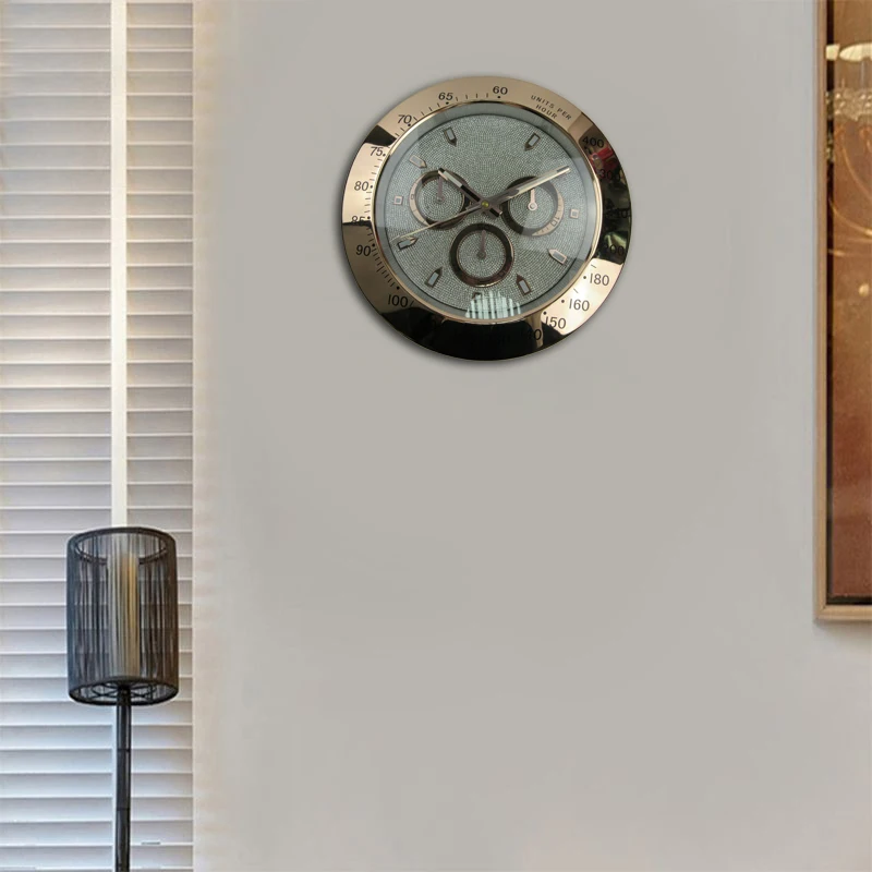 Silver Color Luxury Metal Wall Clock Watch Shape With Diamond Dial | Clocks