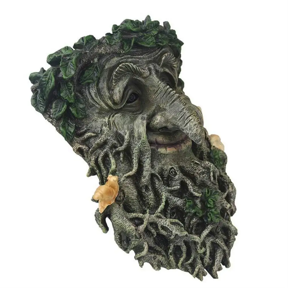 

Old Man Tree Face Crafts Wild Bird Feeder Durable Simulation Wood Art Garden Figurine Outdoor Indoor ramadan decor accessories