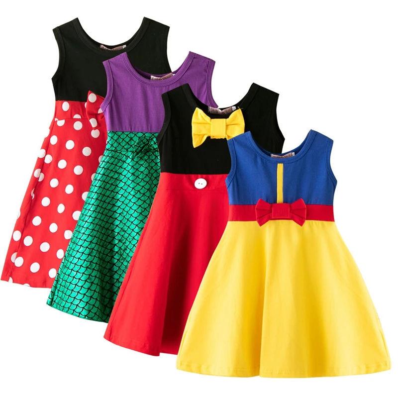 Baby Girl Summer Casual Wear Minnie Wonder Woman Snow White Rapunzel Tinker Elena Princess Party Dress Clothes 2020 | Детская одежда и