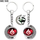 Брелок для ключей в стиле аниме Vision Genshin, брелок с подвеской в виде Луны и глаза Бога, брелок с 7 элементами оружия, поворот на 360 градусов, ювелирные изделия