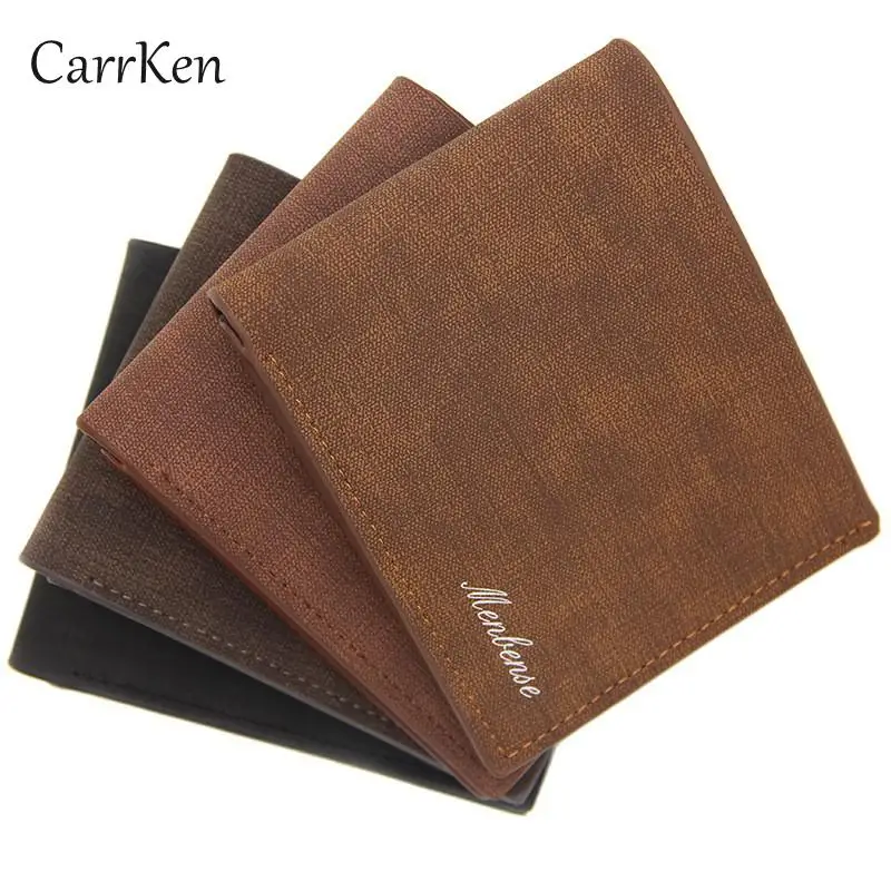 Винтажный кошелек для мужчин короткий из матовой кожи без молнии маленький с