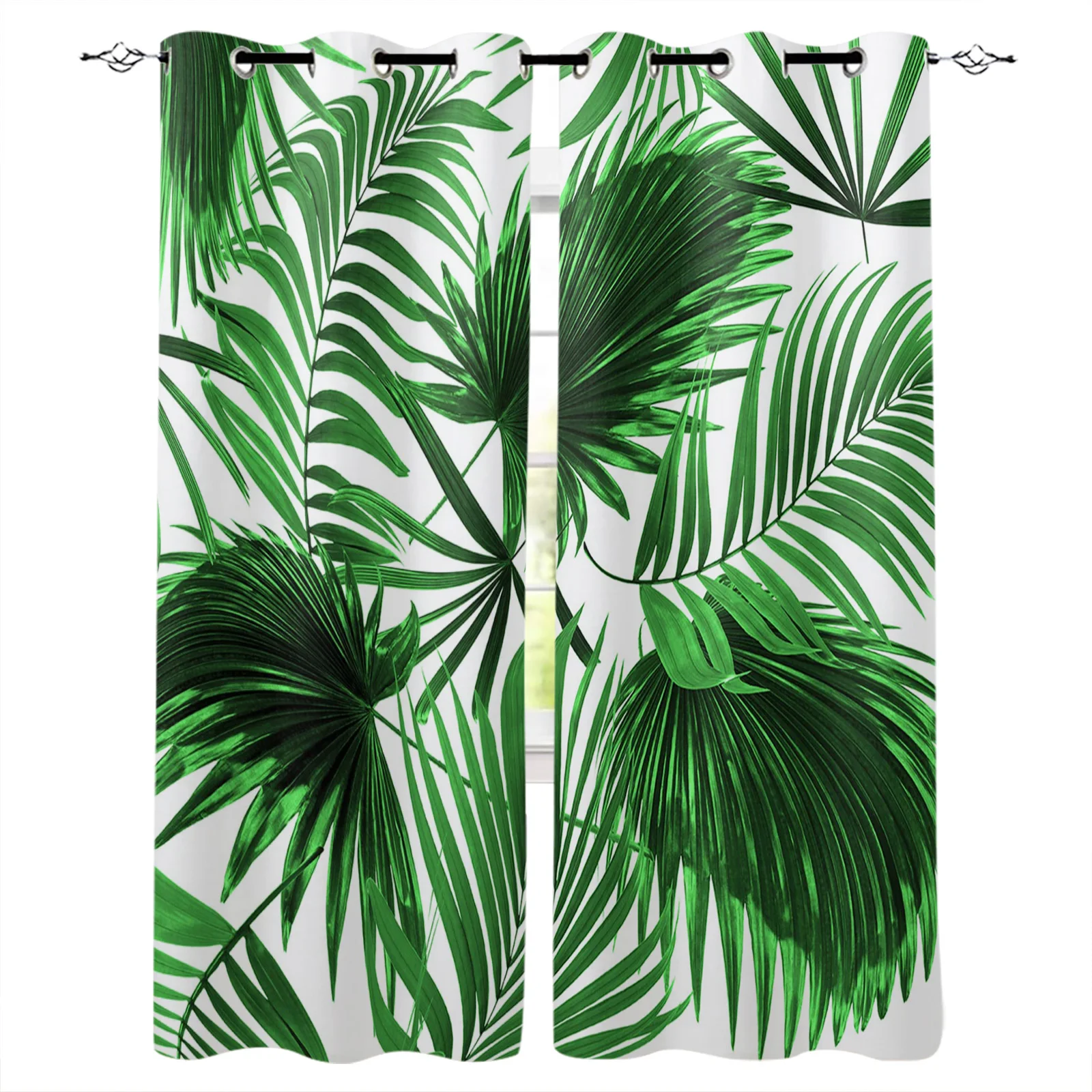 

Декоративные занавески для спальни, кухни, детской комнаты, с зелеными пальмовыми листьями