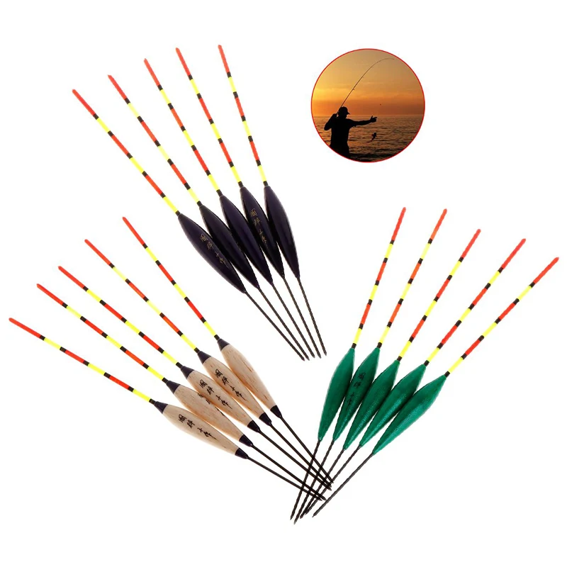 5 шт./компл. рыболовный поплавок деревянный флуоресцентный хвост плавающая