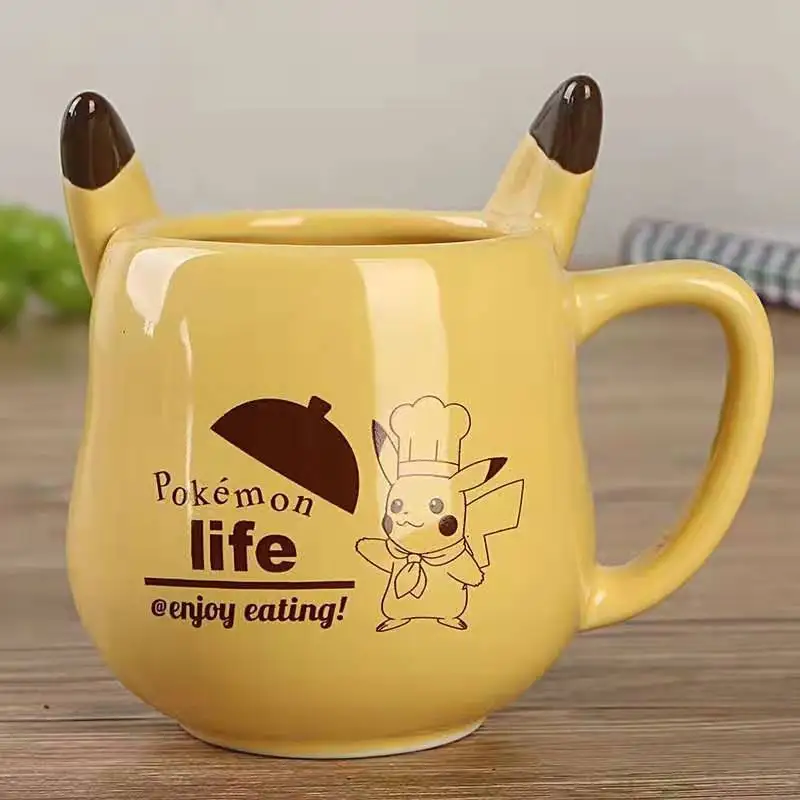 Pikachu ceramic cup milk mugcreative cartoon water cup monster bowl dishes Pocket Monsters cutlery set Funny strange gift CL0931