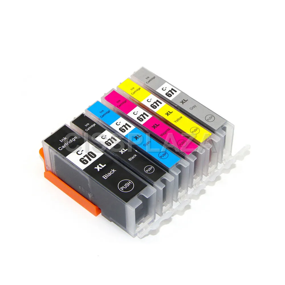 CISSPLAZA 6PK PGI 670 PGBK CLI 671 GY совместимый чернильный картридж для canon PIXMA MG7750 MG7751 MG7752 MG7753