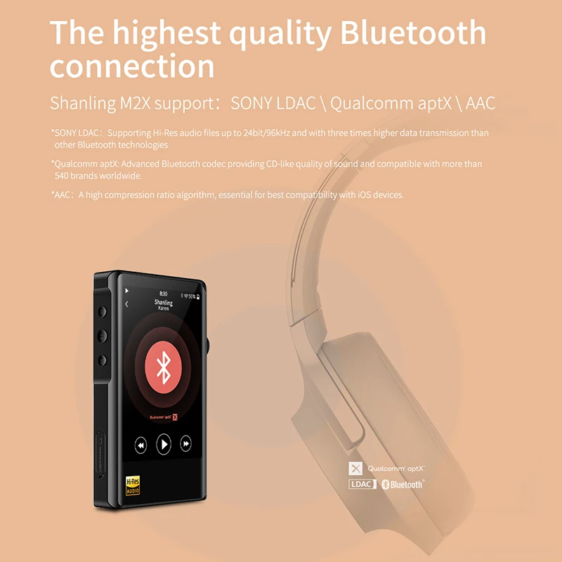 Портативный музыкальный плеер SHANLING M2X AK4490 USB DAC Bluetooth MP3 PCM32/384 DSD256 Airplay Wi Fi усилитель