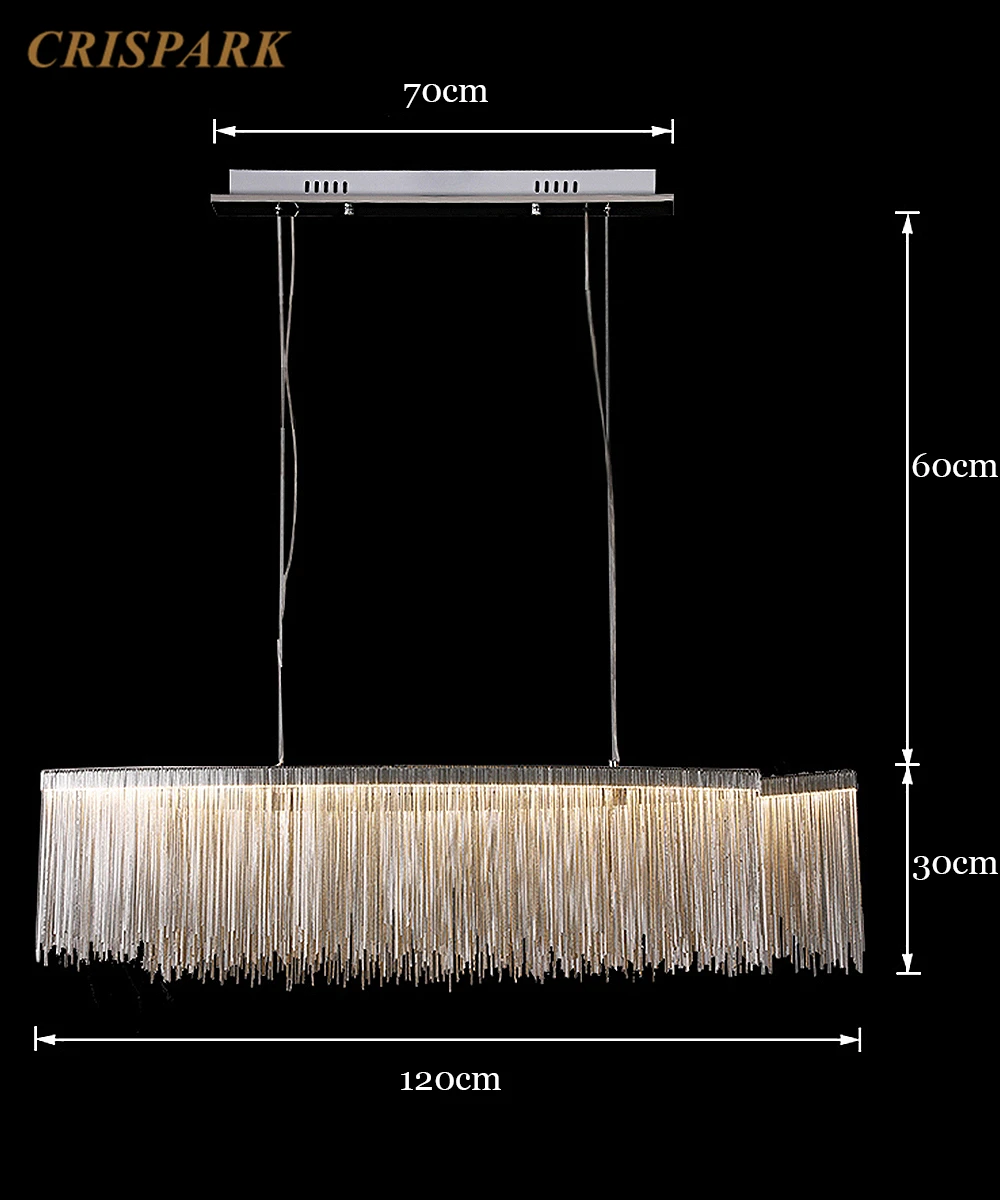 

Aluminum Chain Linear Modern Minimalist Chandelier Lighting LED Sliver Tassel Round Italy Pendant Light Loft Staircase Lamp