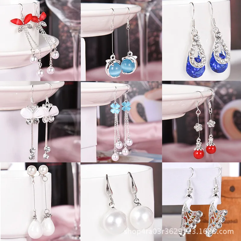 Женские серьги 2020 Корейская версия нового кристалла с длинной кисточкой цветные