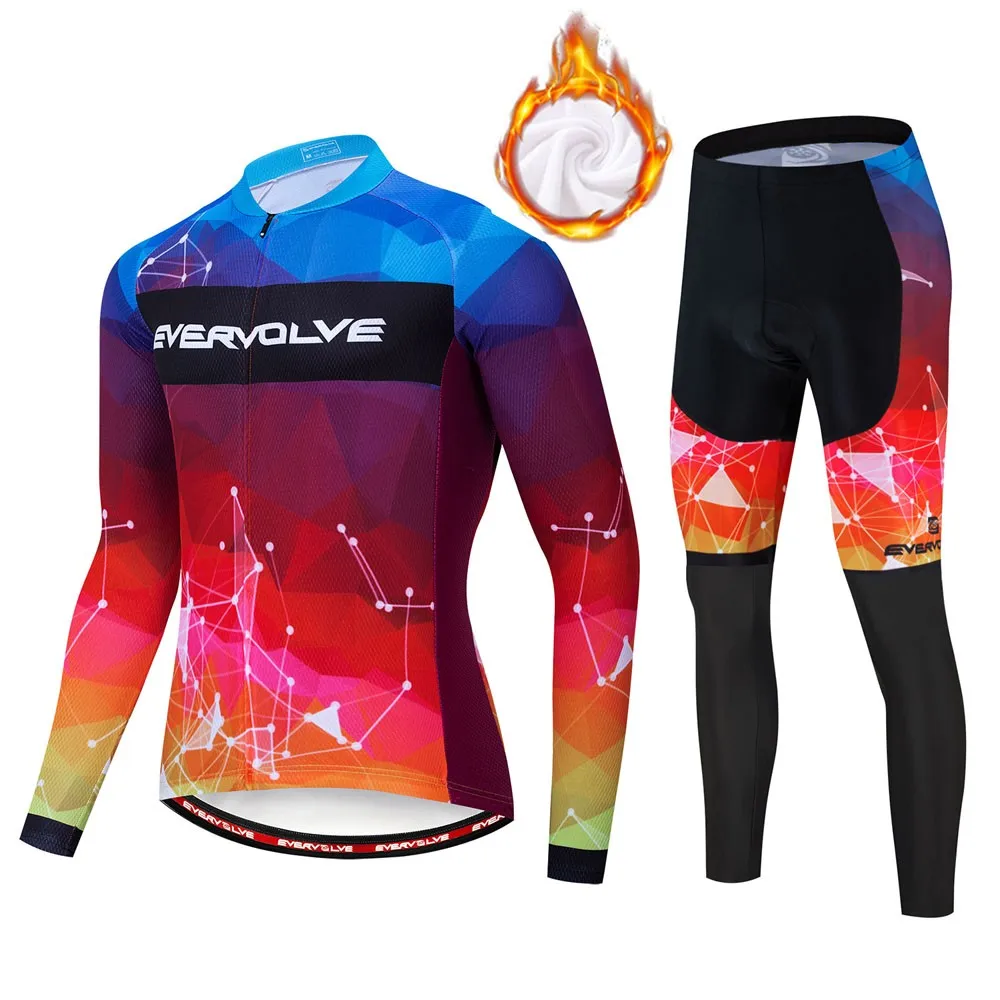 

Evervolve Brand Thermal Plush Warm Winter Bicycle Team Clothes Pro Men Cycling Jersey Set MTB Racing Bike Clothing Shirts Suit